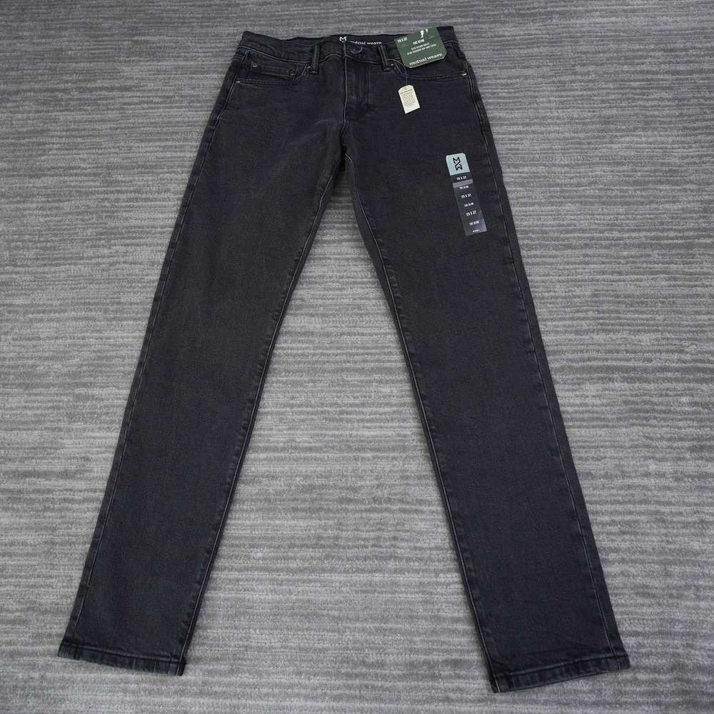 Mutual Weave Men The Slim Dark Rinse Black Denim Jeans New 29x32 Fit‎ 31x31.5